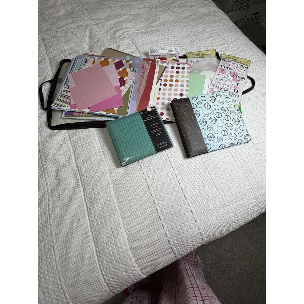 Scrapbook Supply Lot 6x6 Albums Patterned Paper Stickers The Paper Studio Sticko